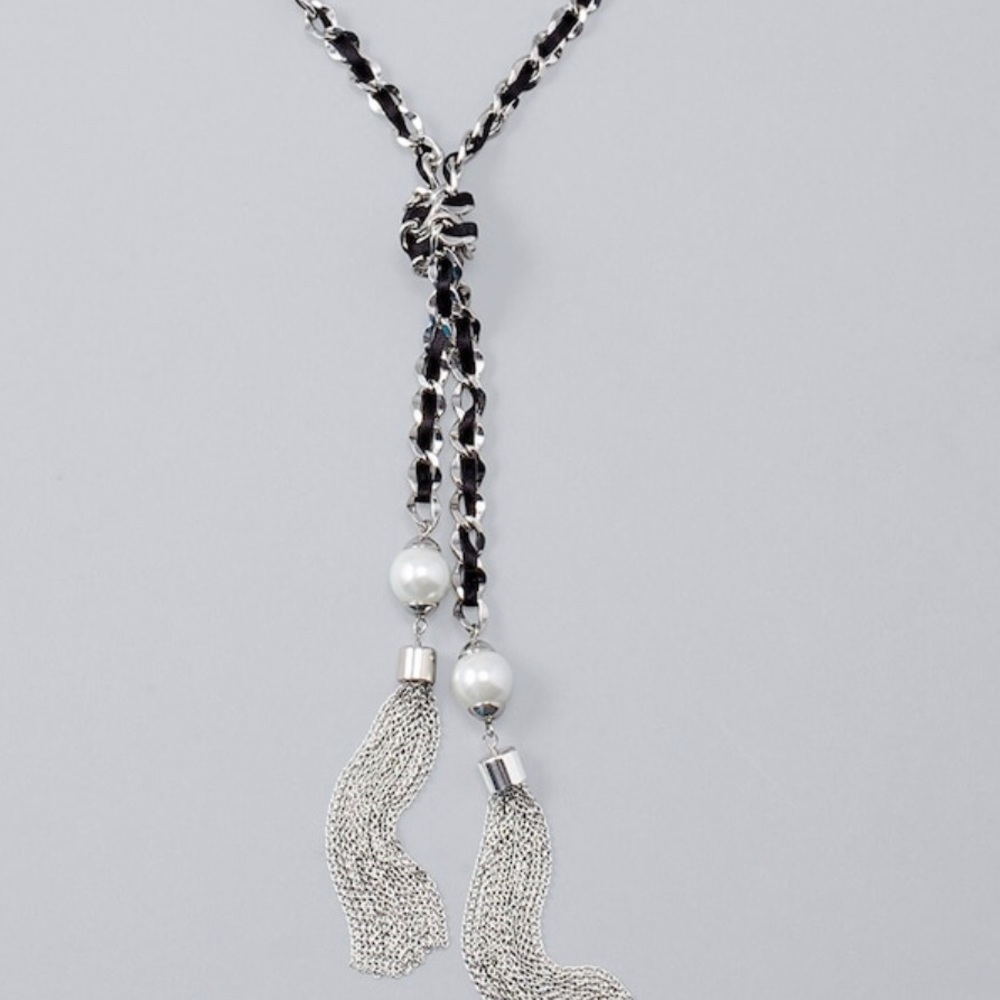 Ribbon woven tassel necklace WHBM